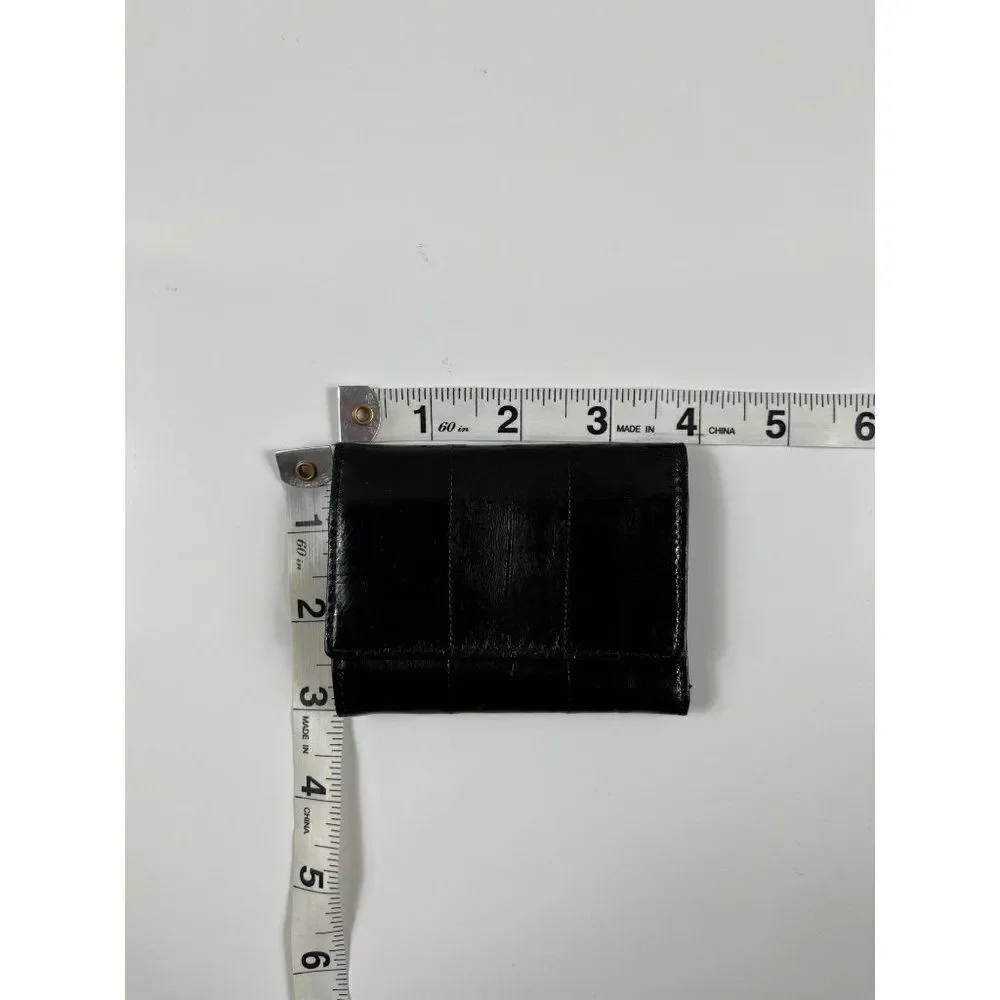 Austin Grey Geniune Eelskin Trifold Keyholder Snap Wallet Black Unisex